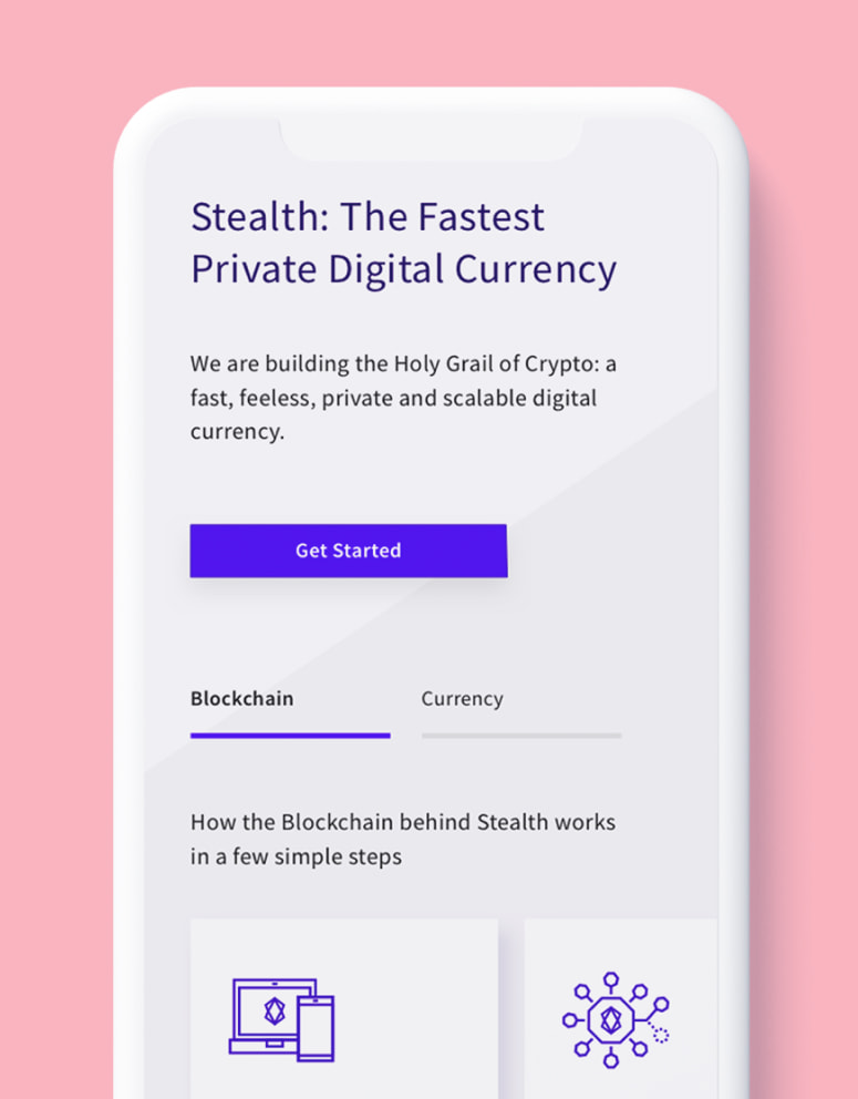 Stealth website mobile homepage mockup