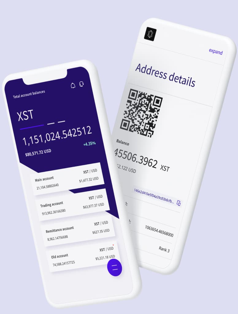 Stealth mobile wallet dashboard and transfer funds mockup