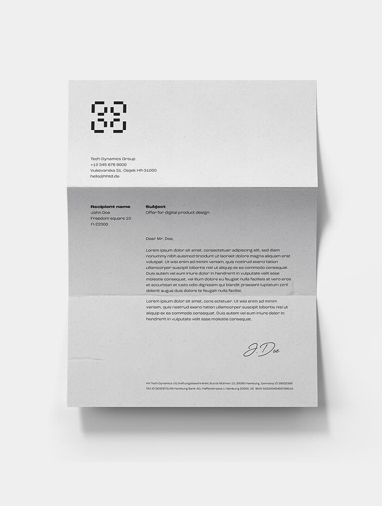 HH Tech Dynamics branded elements: branded document