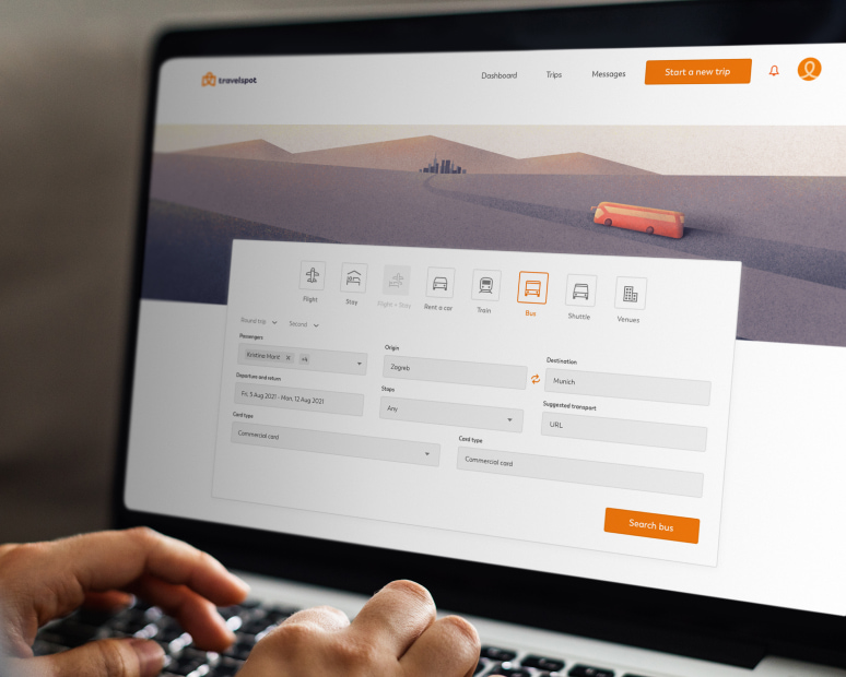 Travelspot mockup: web app